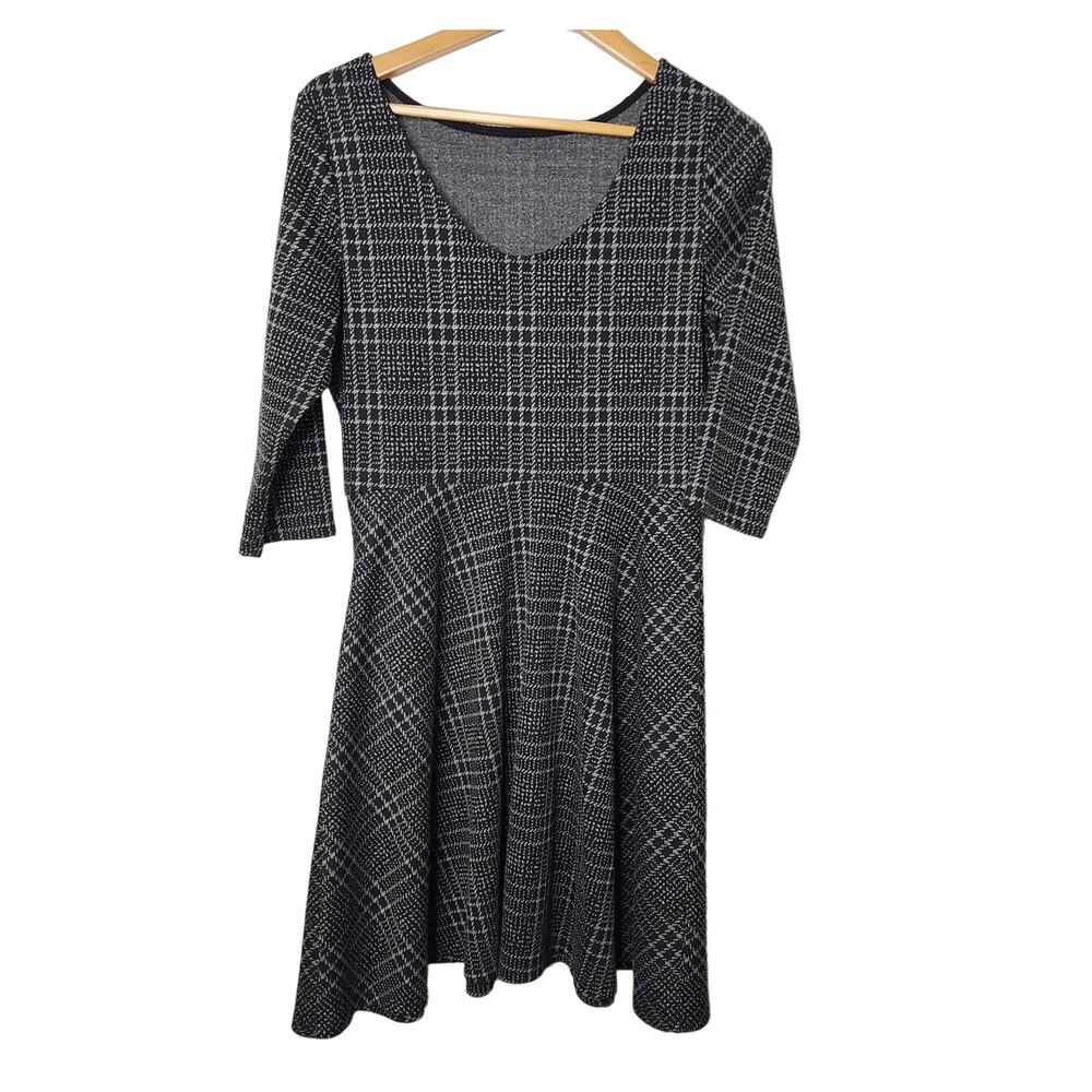 Leota Fit & Flare Midi Plaid Dress Size L